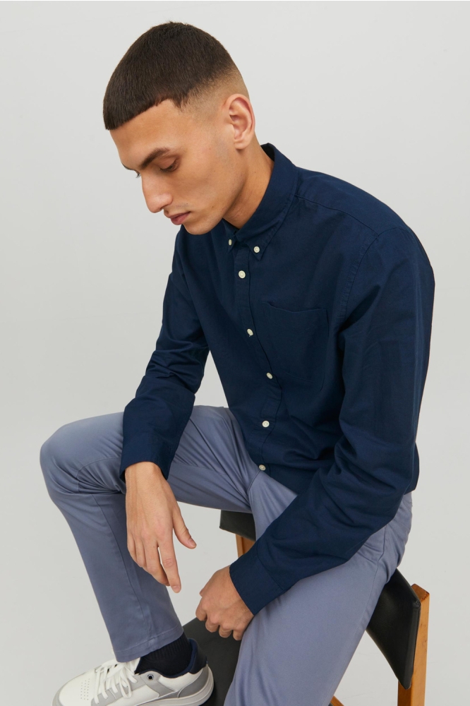 JJEOXFORD SHIRT LS NOOS 12182486 Navy Blazer